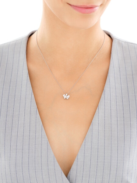 Rhodium Plated Silver Pendant with Cubic Zirconia