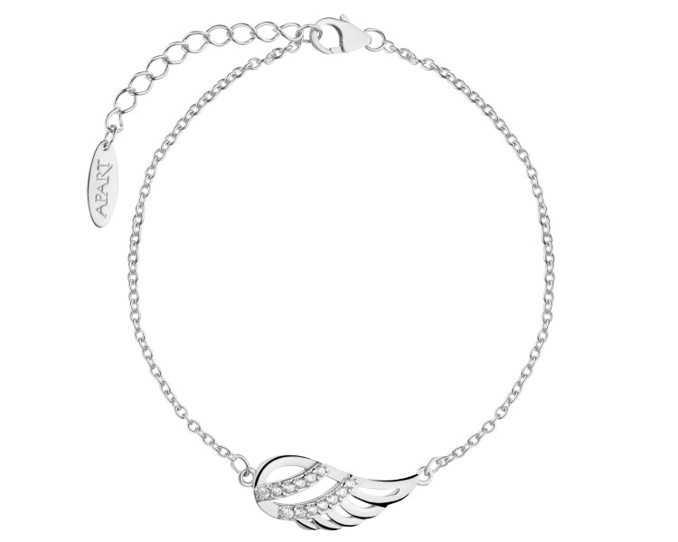 Bransoletka srebrna z cyrkoniami - skrzydło