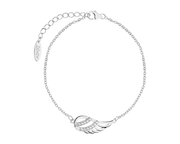 Stříbrný náramek se zirkony - křídlo