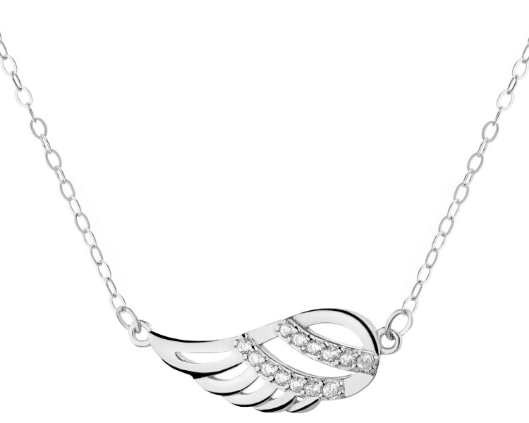Rhodium Plated Silver Necklace with Cubic Zirconia