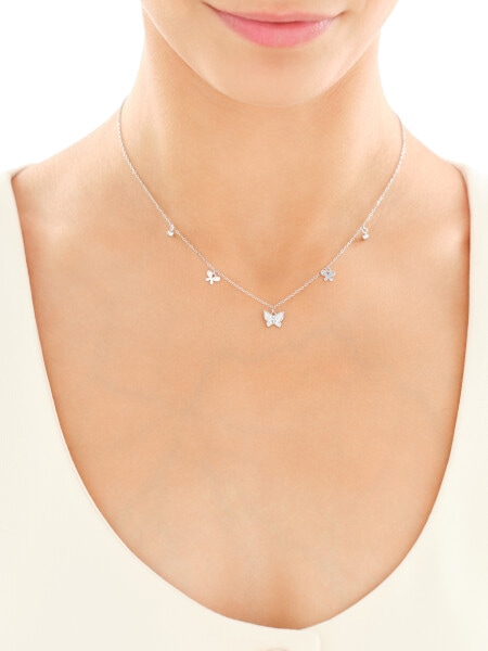 Rhodium Plated Silver Necklace with Cubic Zirconia