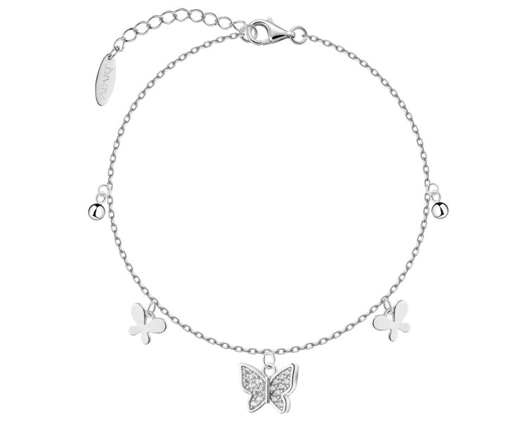 Rhodium Plated Silver Bracelet with Cubic Zirconia