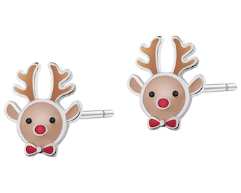 Stříbrné náušnice se smaltem - sobi