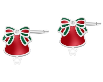 Stříbrné náušnice se zirkony a smaltem - zvonky