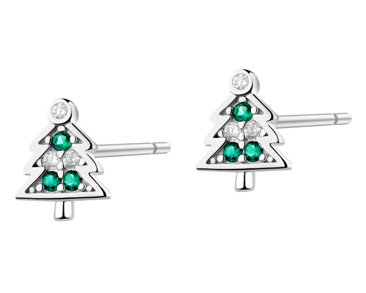 Rhodium Plated Silver Earrings with Cubic Zirconia