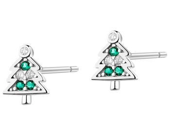 Stříbrné náušnice se zirkony - vánoční stromky