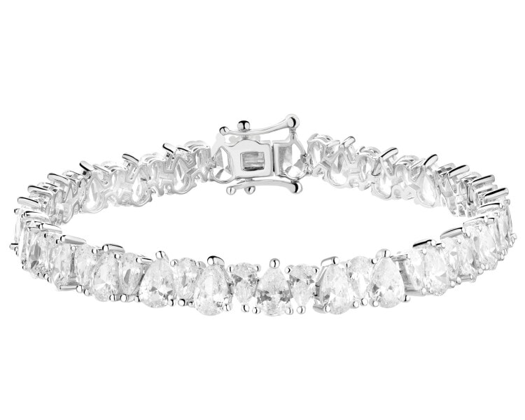Rhodium Plated Silver Bracelet with Cubic Zirconia