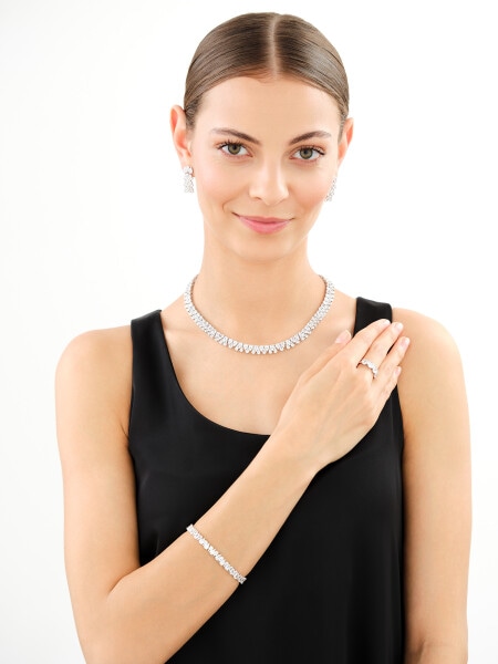 Rhodium Plated Silver Bracelet with Cubic Zirconia