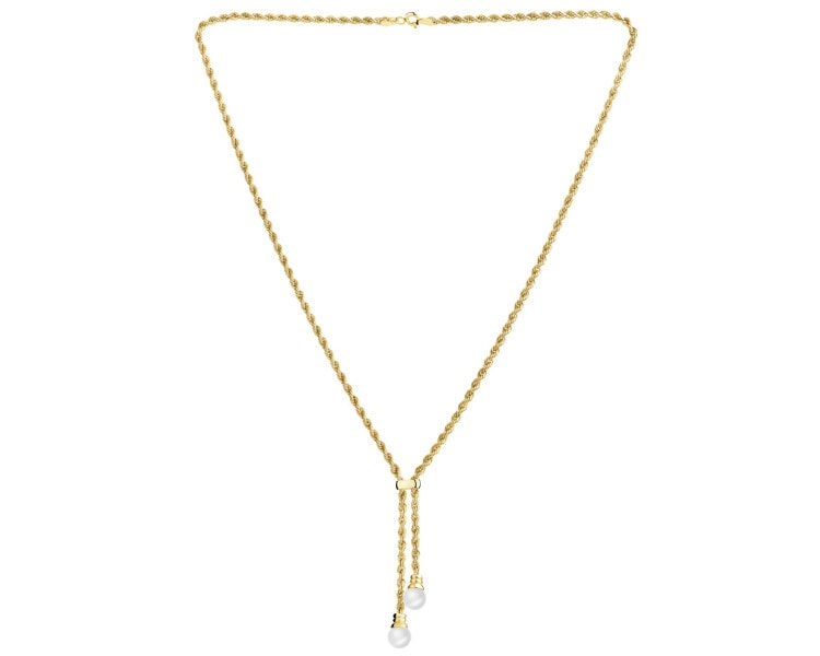 14 K Yellow Gold Necklace with Pearl
