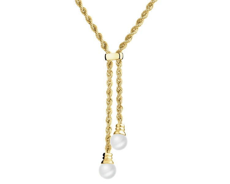 14 K Yellow Gold Necklace with Pearl