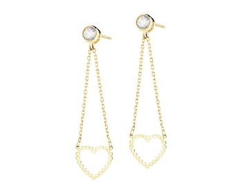 Złote kolczyki z cyrkoniami - serca