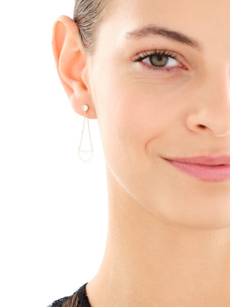 9 K Yellow Gold Dangling Earring with Cubic Zirconia