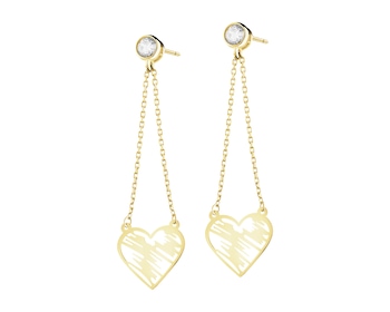 Złote kolczyki z cyrkoniami - serca