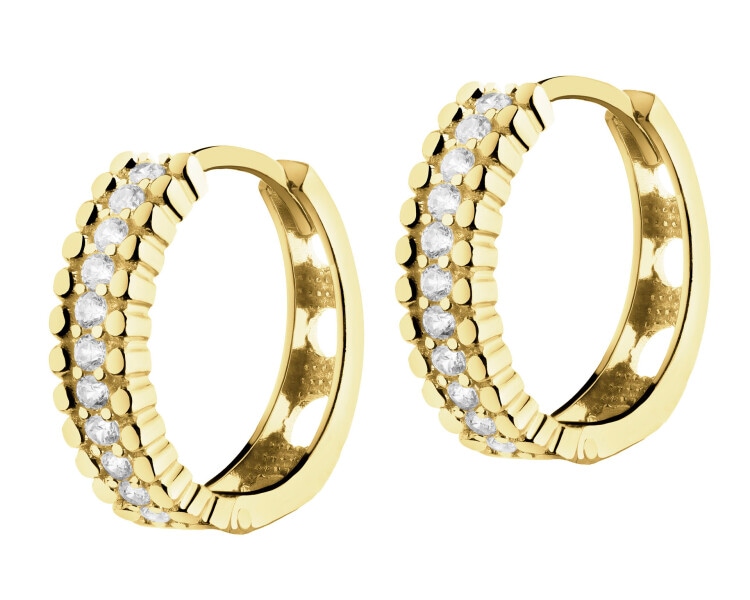 9 K Yellow Gold Hoop Earring with Cubic Zirconia