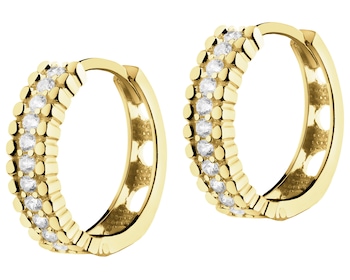 9 K Yellow Gold Hoop Earring with Cubic Zirconia
