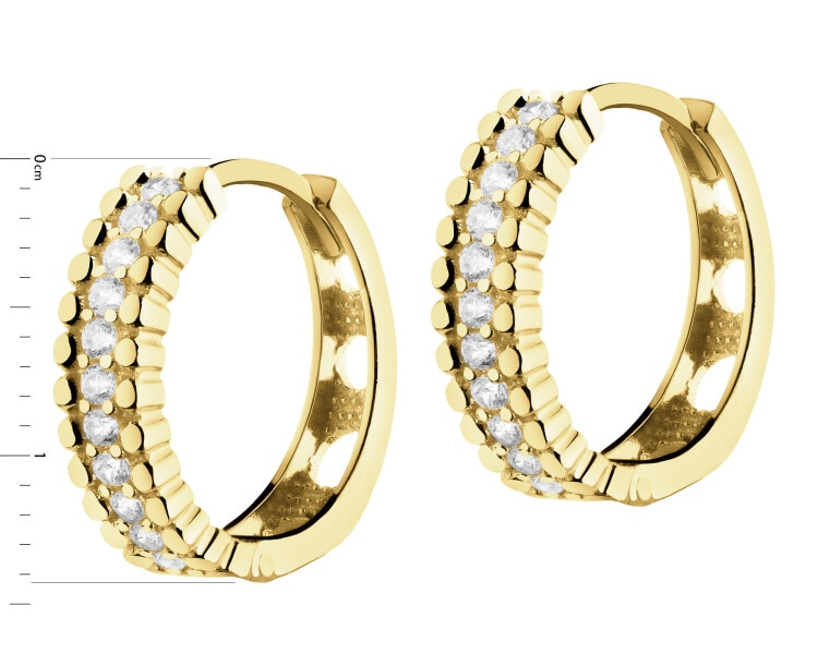 9 K Yellow Gold Hoop Earring with Cubic Zirconia