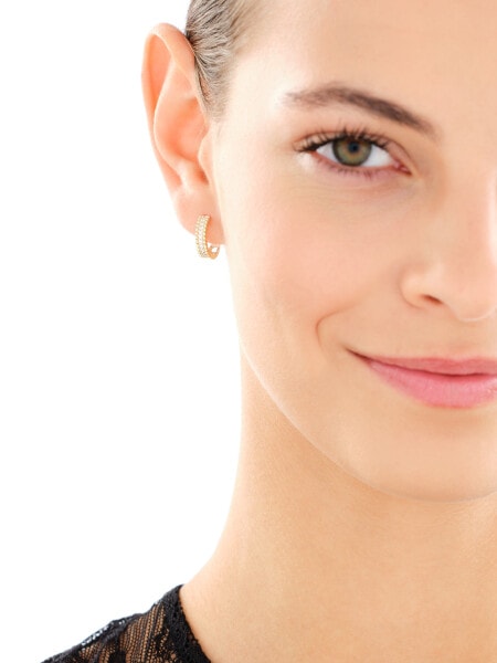 9 K Yellow Gold Hoop Earring with Cubic Zirconia