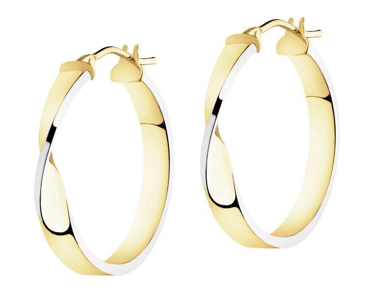 9 K Rhodium-Plated Yellow Gold Hoop Earring