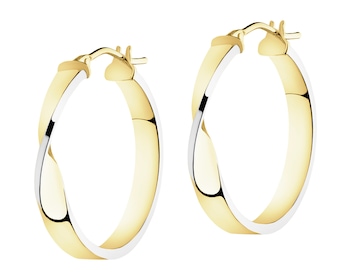 9 K Rhodium-Plated Yellow Gold Hoop Earring