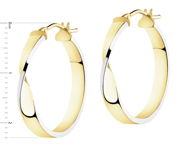 9 K Rhodium-Plated Yellow Gold Hoop Earring