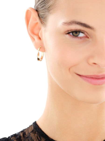 9 K Rhodium-Plated Yellow Gold Hoop Earring