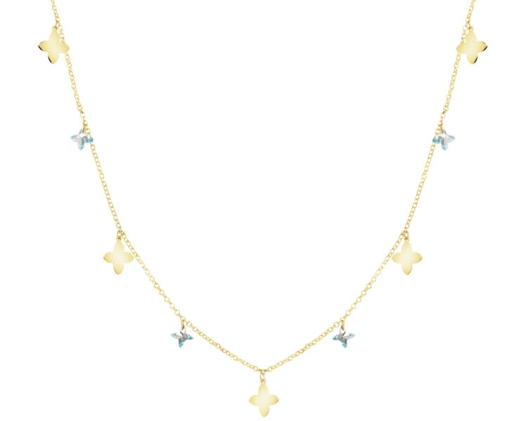 14 K Yellow Gold Necklace with Cubic Zirconia