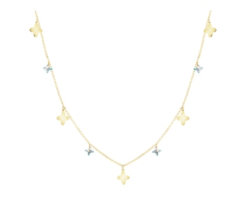 Zlatý náhrdelník se zirkony - květy