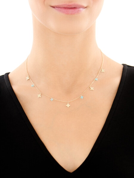 14 K Yellow Gold Necklace with Cubic Zirconia