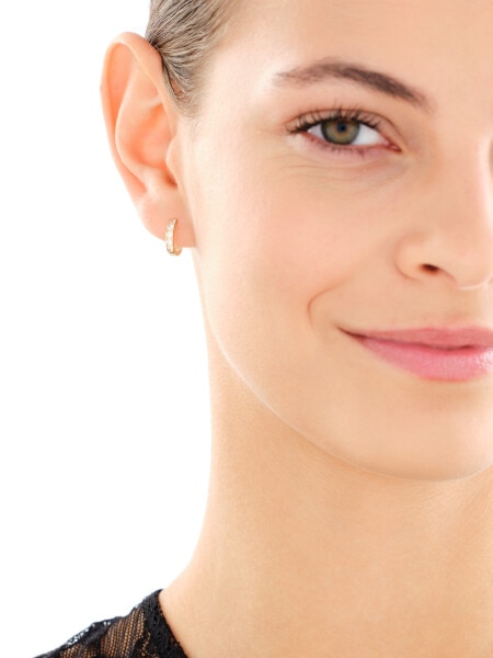 9 K Yellow Gold Hoop Earring with Cubic Zirconia