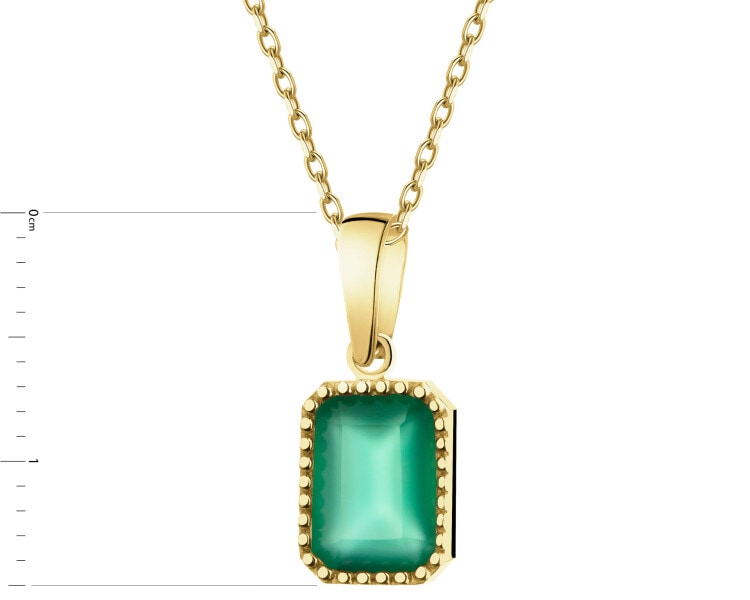 8 K Yellow Gold Pendant with Agate