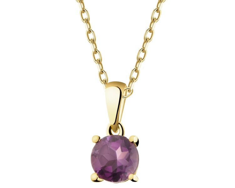 8 K Yellow Gold Pendant with Synthetic Amethyst