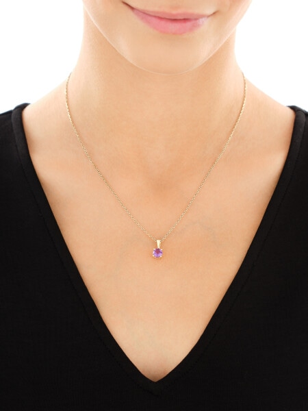 8 K Yellow Gold Pendant with Synthetic Amethyst