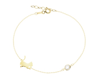 Zlatý náramek se zirkonem - kočka