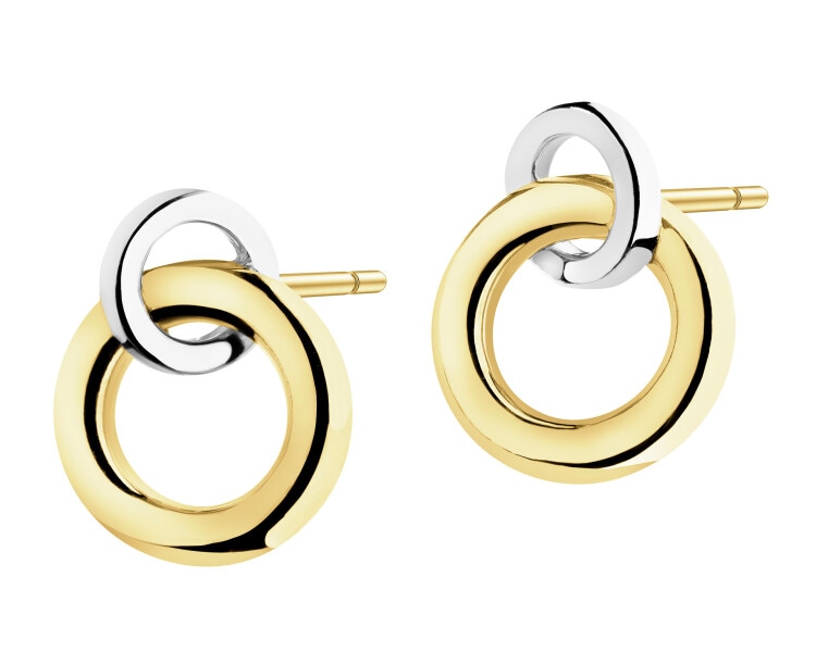 9 K Rhodium-Plated Yellow Gold Earrings