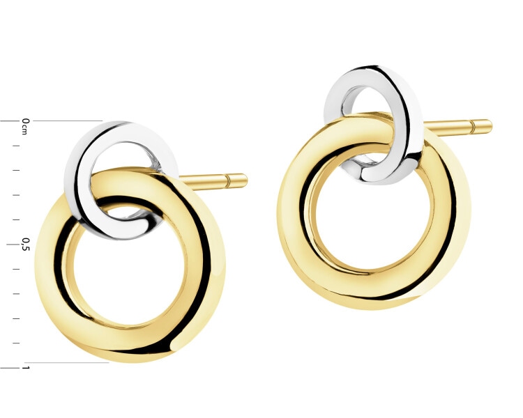 9 K Rhodium-Plated Yellow Gold Earrings