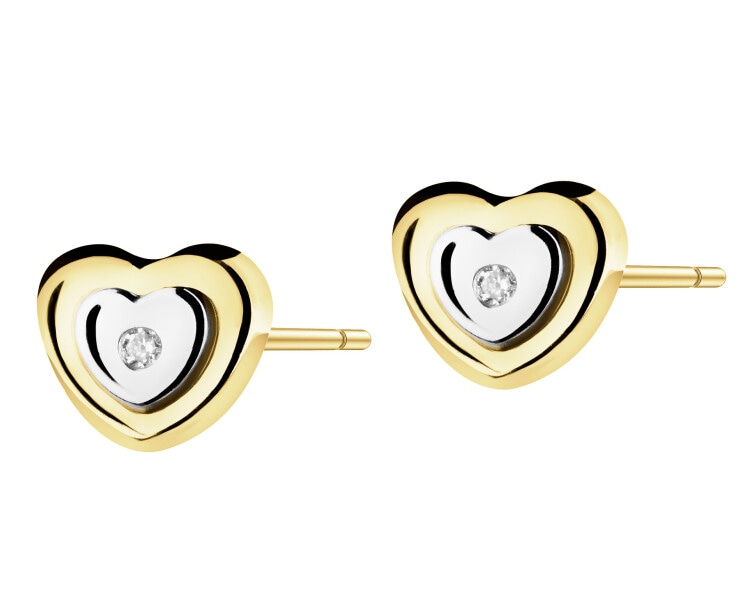 Zlaté náušnice se zirkony - srdce