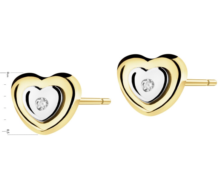 Zlaté náušnice se zirkony - srdce