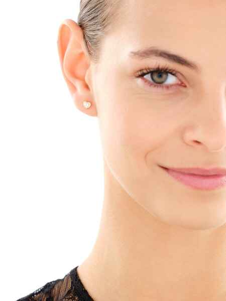 Zlaté náušnice se zirkony - srdce