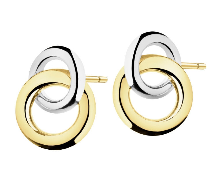 14 K Rhodium-Plated Yellow Gold Earrings