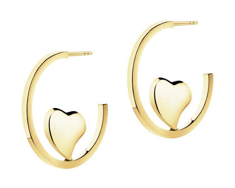 Zlaté náušnice - kruhy, srdce