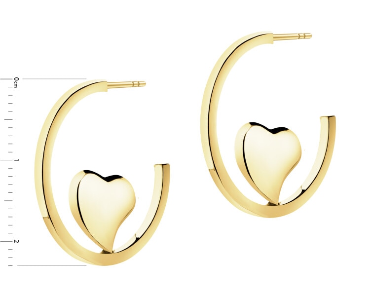 Złote kolczyki - koła, serca