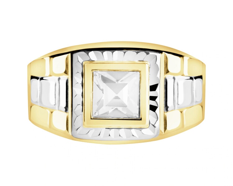 Zlatý pečetní prsten se zirkonem