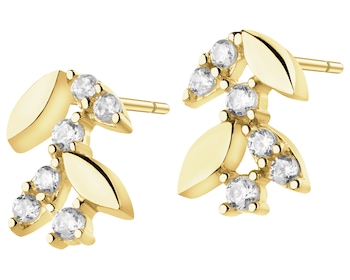 Złote kolczyki z cyrkoniami - liście