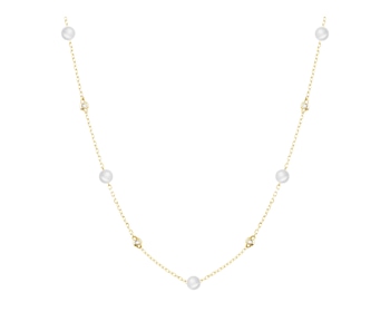 Złoty naszyjnik z perłami i cyrkoniami