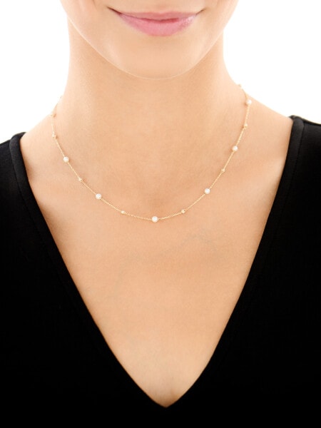 Złoty naszyjnik z perłami i cyrkoniami