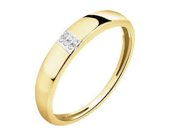 14 K Rhodium-Plated Yellow Gold Band Ring with Cubic Zirconia