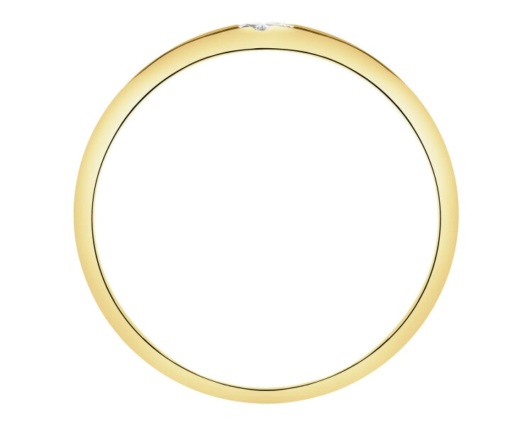 14 K Rhodium-Plated Yellow Gold Band Ring with Cubic Zirconia