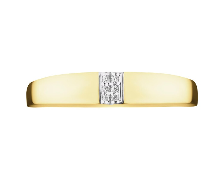 14 K Rhodium-Plated Yellow Gold Band Ring with Cubic Zirconia