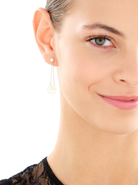 9 K Yellow Gold Dangling Earring with Cubic Zirconia