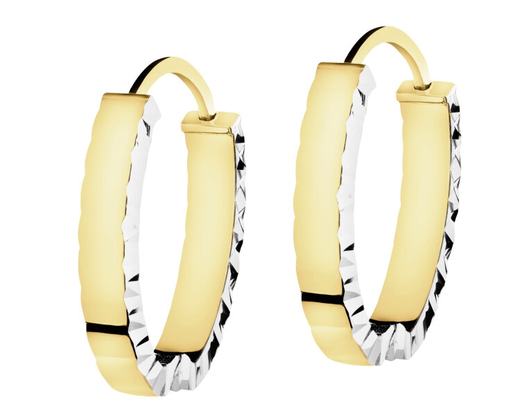 9 K Rhodium-Plated Yellow Gold Dangling Earring